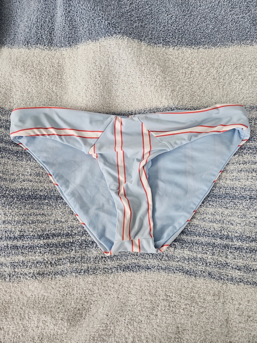 Gianni Bini Light Blue Bikini Bottom with Red and White Stripes